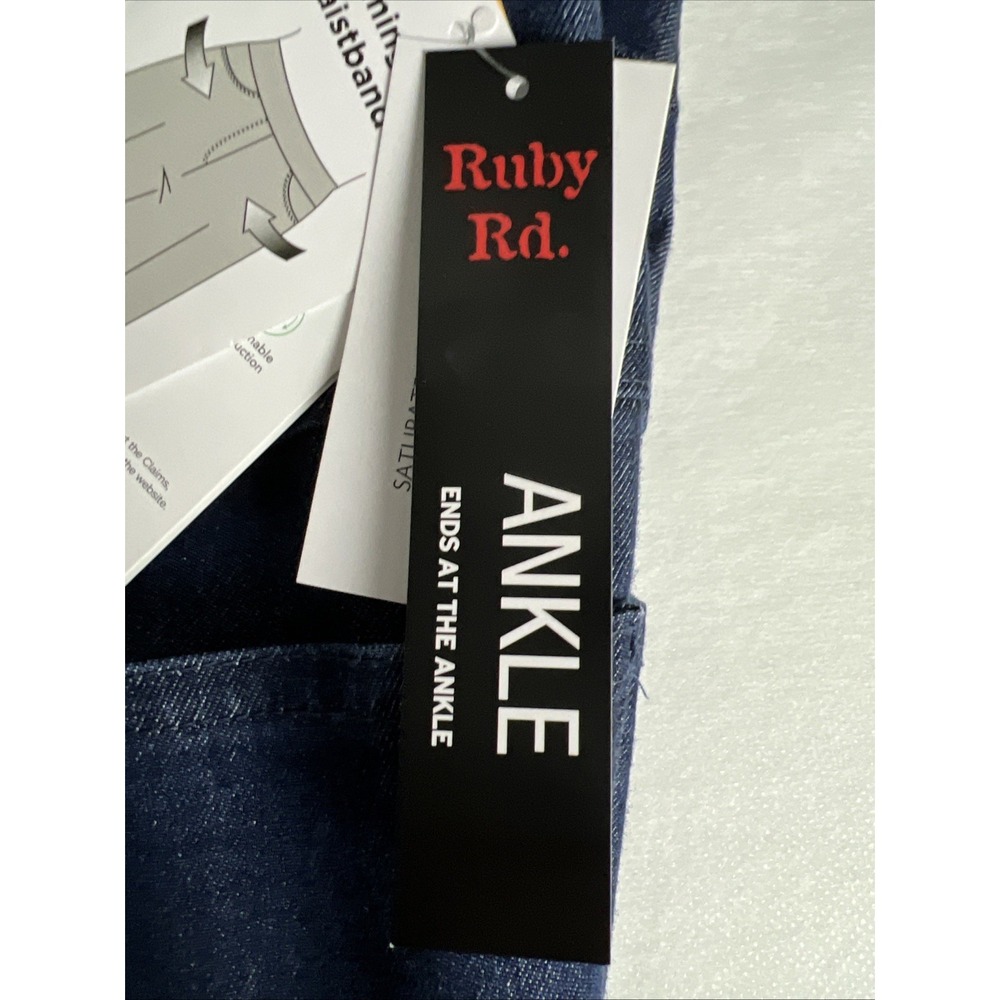 Ruby Rd. Women's Ankle Pants Size 24W Key Items Tencel Frayed Hem Dark Blue B40 - Picture 13 of 16